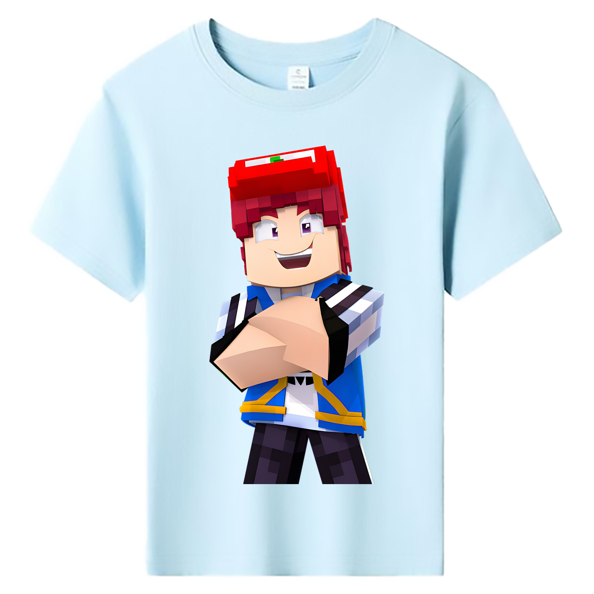 （画像用） マインクラフト ブロックの世界 Minecraft MC Block world 綿100％キッズTシャツ（フロントプリント）